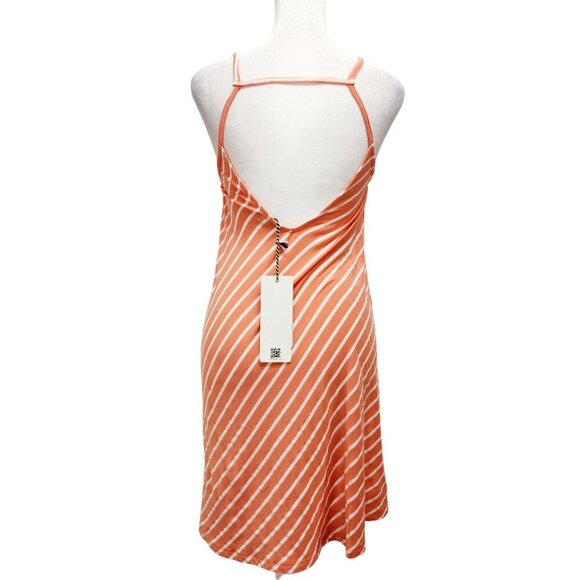 Orange & White Striped Sleeveless A-Line Dress Medium Lightweight Casual Size M - Picture 3 of 16
